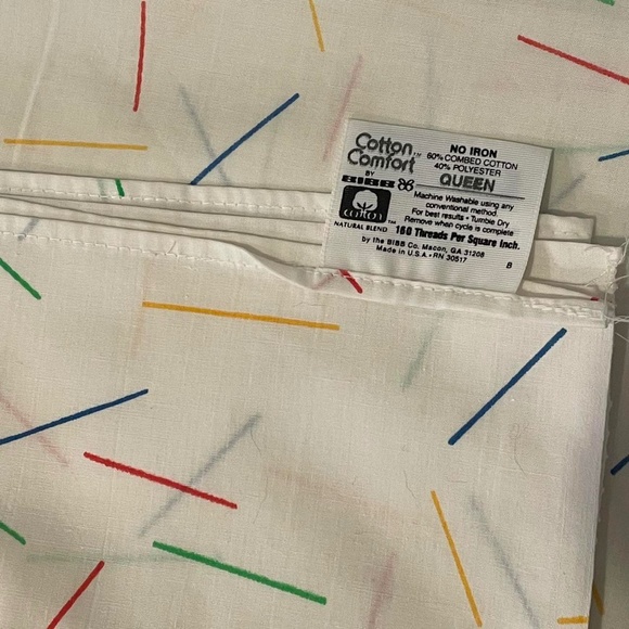 80s Rainbow Confetti Sprinkle Queen Flat Sheet - Picture 2 of 4